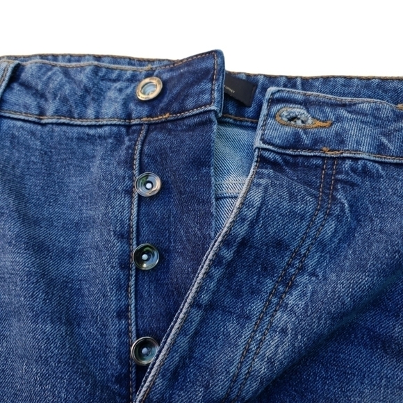 NWT Zara denim phrase striped side button fly jeans size 46 - Picture 4 of 7